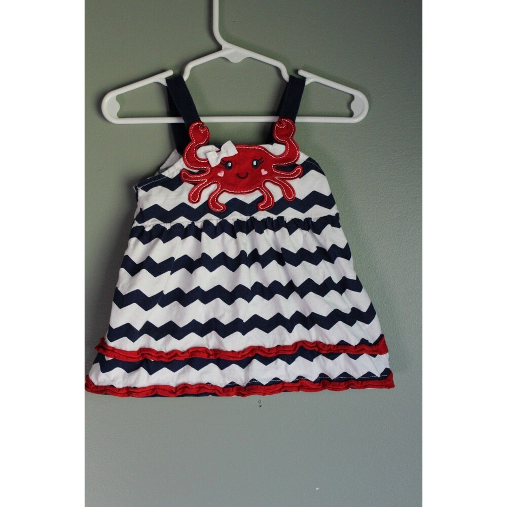 Nannette Baby Girls Red White Blue Crab Dress Patriotic 4th of July Size 18M